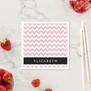 Serviette En Papier Zigzag Rose, Chevron Rose, Motif Vague, Votre Nom