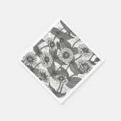 Serviette En Papier Zinnias, monochrome sur blanc (Coin)