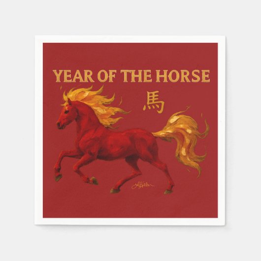 Serviette En Papier Zodiac Chinese New Year 2026 Yang Fire Horse (Devant)