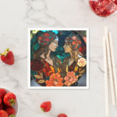 Serviette En Papier Zodiac Gémeaux en verre tendu (En situation)