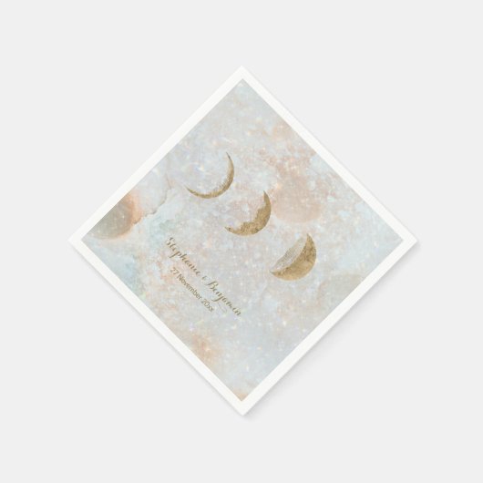 Serviette En Papier Zodiac Lune Céleste Texte Personnalisé Minimal Mar (Coin)