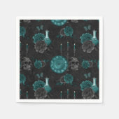 Serviette En Papier Zodiac Magie | Turquoise foncé vert crâne gothique (Devant)