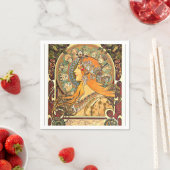 Serviette En Papier Zodiac, peinture Art Nouveau d'Alphonse Mucha (En situation)