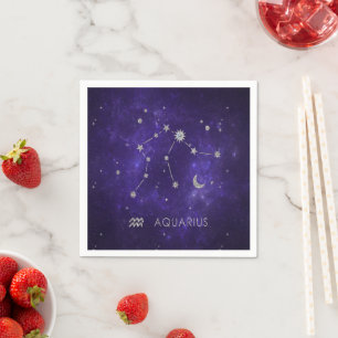 Serviette En Papier Zodiac Purple Aquarius   Horoscope astrologique