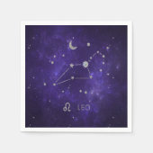 Serviette En Papier Zodiac Purple Leo | Horoscope d'astrologie cosmiqu (Devant)
