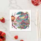 Serviette En Papier Zodiaque chinois : Le serpent sagacien (En situation)