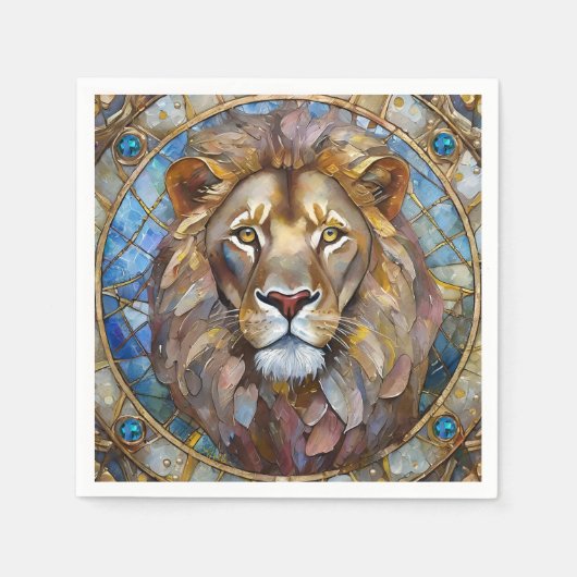 Serviette En Papier Zodiaque - Léon le Lion (Devant)