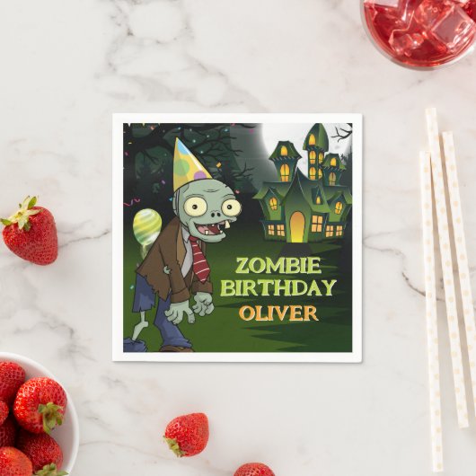 Serviette En Papier Zombie Birthday Boy Scary (En situation)