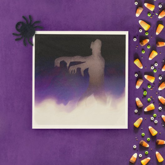 Serviette En Papier Zombie dans la fosse avec brouillard violet Hallow
