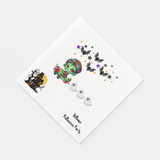 Serviette En Papier Zombie Whimsical Pilote Avion Cute Fantômes & chau (Coin)