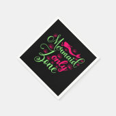 Serviette En Papier Zone Sirène uniquement en rose chaud et vert néon (Coin)