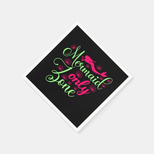 Serviette En Papier Zone Sirène uniquement en rose chaud et vert néon (Coin)