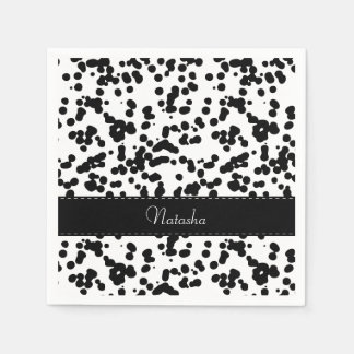 Serviette En Papier Zones dalmatiennes noires et blanches
