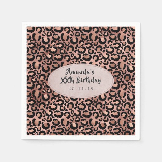 Serviette En Papier Zones de léopard rose Gold Foil (Devant)