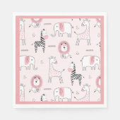 Serviette En Papier Zoo animal rose mignon Baby shower (Devant)