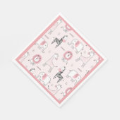 Serviette En Papier Zoo animal rose mignon Baby shower (Coin)