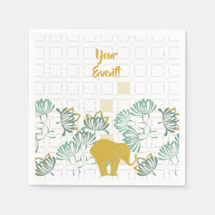 Serviette En Papier Zoo floral de jungle de safari d'éléphant