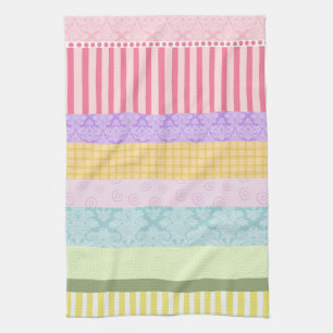 Serviette en pastel de remous de plaid de rayure
