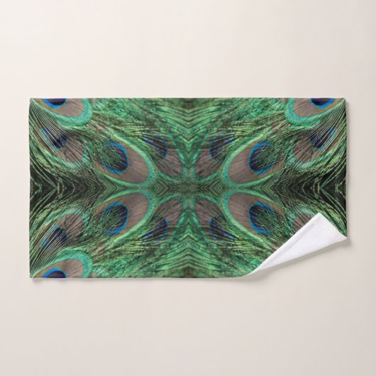 Serviette en plumes Iridescente Peacock (Serviette à main)
