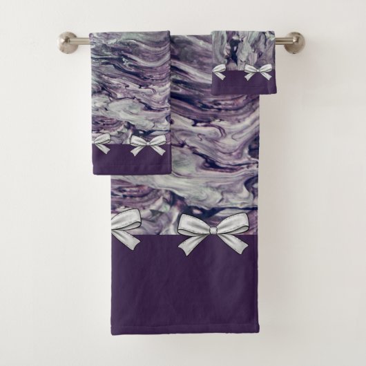 Serviette Ensemble de bain Lavande et vaches Perso (En situation)