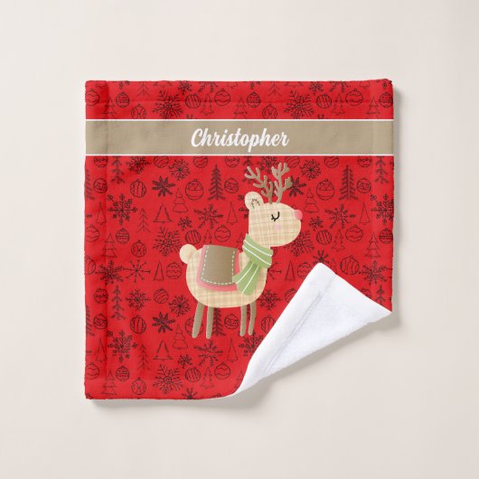 Serviette faciale de rennes, monogramme de script  (Gant de toilette)