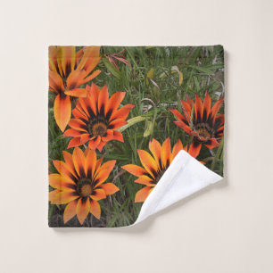 Serviette faciale Gazanias orange et noir