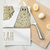 Serviette fantôme florale Halloween vintage à main (Quart Plié)