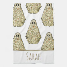 Serviette fantôme florale Halloween vintage à main