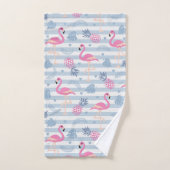 Serviette Flamingo - Rose & Bleu (Serviette à main)