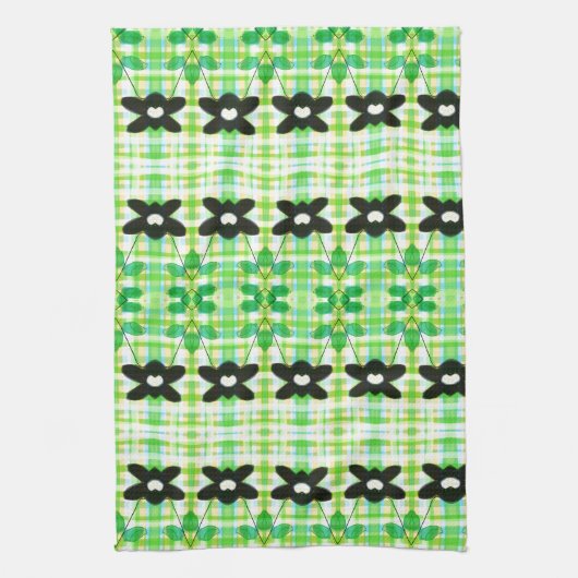 Serviette Fleurie Avec Plaid (Vertical)