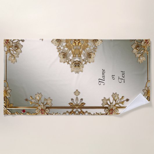 Serviette Floral Ornée Or (Devant)