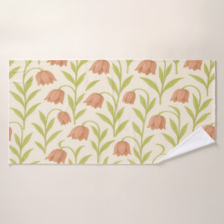 Serviette florale beige et rose