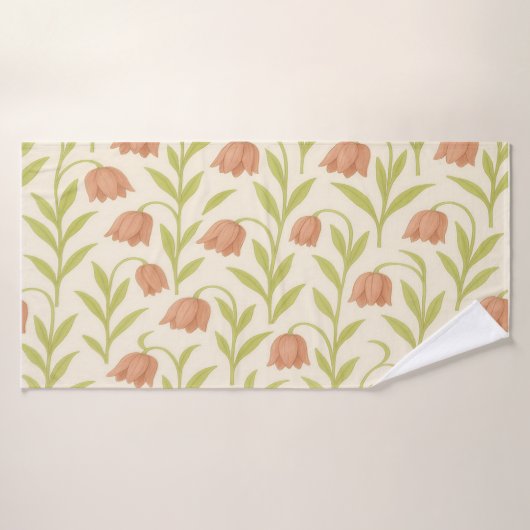 Serviette florale beige et rose (Serviette de bain)