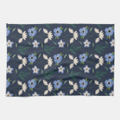 Serviette Florale Bleue Et Blanche (Horizontal)