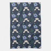 Serviette Florale Bleue Et Blanche (Vertical)