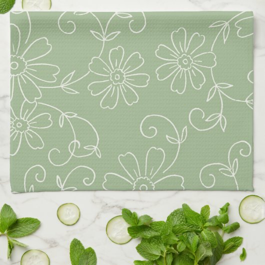 Serviette florale crème de tissu de cuisine de (Plié)
