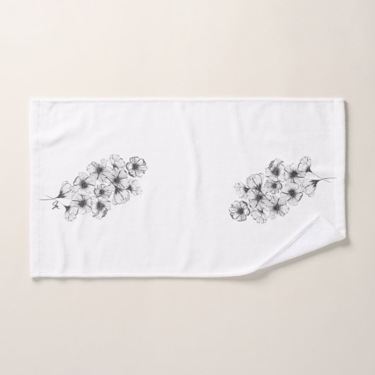 Serviette Florale Noir & Blanc (Serviette à main)