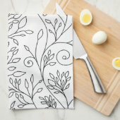 Serviette florale noire et blanche (Quart Plié)