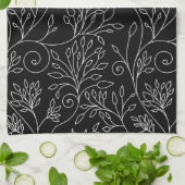Serviette florale noire et blanche (Plié)