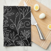 Serviette florale noire et blanche (Quart Plié)
