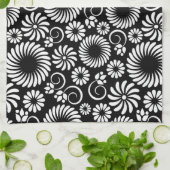Serviette florale noire et blanche (Plié)