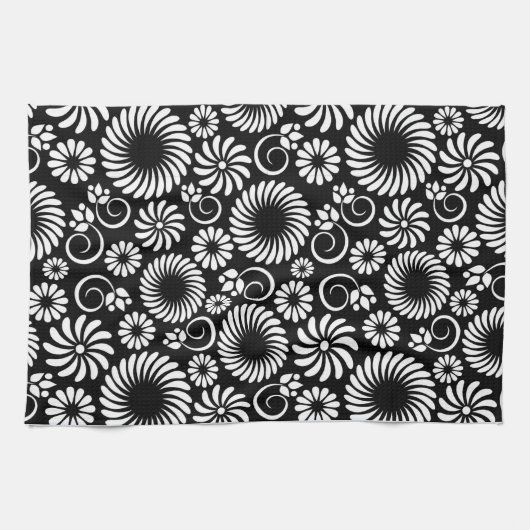 Serviette florale noire et blanche (Horizontal)