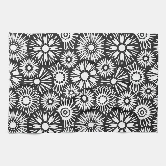 Serviette florale noire et blanche (Horizontal)