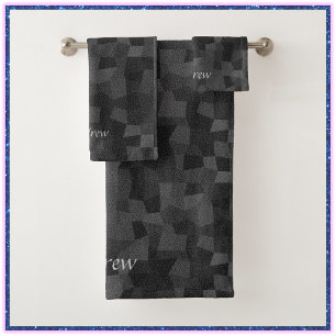 Serviette géométrique Abstraite noire et grise