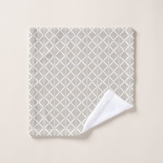 Serviette géométrique beige et blanc (Gant de toilette)