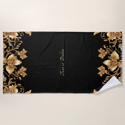 Serviette Gold Floral Beach (Devant)