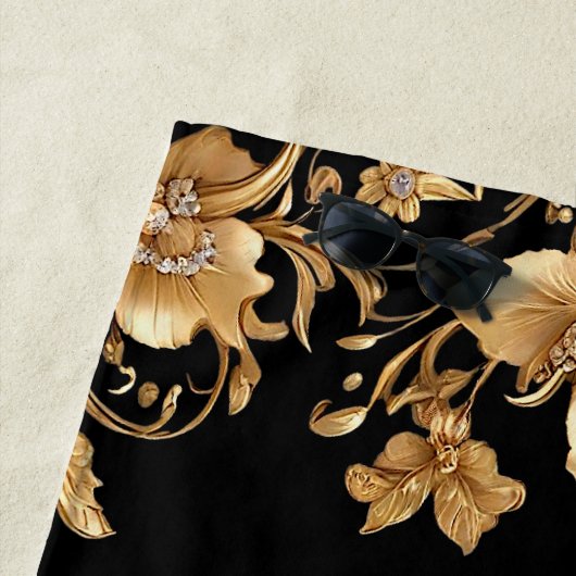 Serviette Gold Floral Beach (En situation)