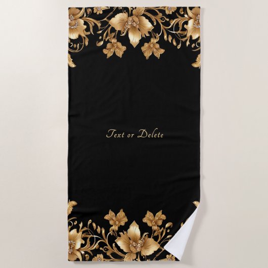 Serviette Gold Floral Beach (Devant)