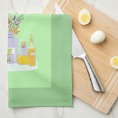 Serviette Herbes Vert avec Huiles & Fleurs (Quart Plié)