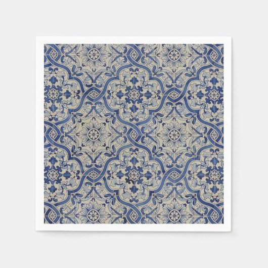 Serviette jetable en carreaux bleus (Devant)